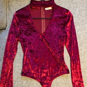 Red velvet body suit